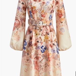 Commense Floral Midi Dress - Cream and Pink